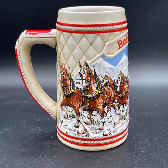1985 "A" Series Anheuser Busch Budweiser Holiday Beer Stein Clydesdale Ceramarte - Picture 2 of 11